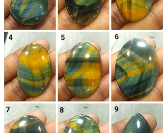 Natural Multi Tiger Eye Cabochon - Smooth Polished Flat Back Cabochon-AAA+ Quality Blue Tiger Eye Crystal for jewelry Making Supply, DIY Art