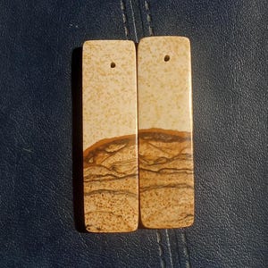 36 Cts. Desert Jasper Earring Pair Picture Jasper Cabochon Cab Pair Drilled Matched Earring Pair Natural Stone Bead Teardrop Pair