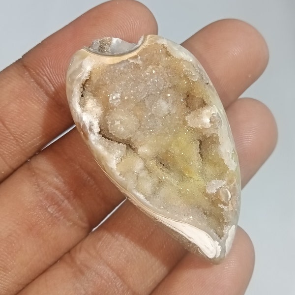 110 Cts. Natural Fossil Snail Druzy Agate, Natural Shell Loose Gemstone, Hand Polish Smooth Gemstone For Silver Pendant Sparking druzy gift