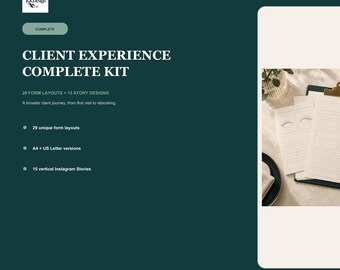 Esthetician Client Experience Canva Kit: 29 Forms, 15 Instagram Stories, A4 and US Letter