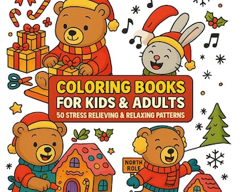 Coloring Books For Kids and Adults 50 Stress Relieving & Relaxing Patterns - Christmas Theme
