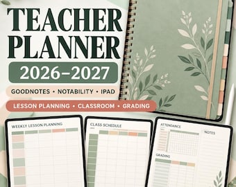 Agenda per insegnanti 2026-2027 / Agenda digitale per lezioni con GoodNotes e Notability / Organizzatore per la classe su iPad