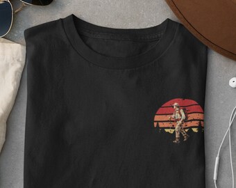 Retro Hiker's Sunset T-Shirt, Mountain and Eagle Tee, Outdoor Adventure Shirt, Black or Maroon, Nature Lover Gift