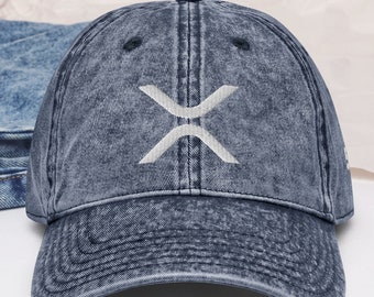 XRP 589 Rocket Ship Vintage Cotton Twill Cap (Blue) | XRP To The Moon | Crypto Enthusiast Hat