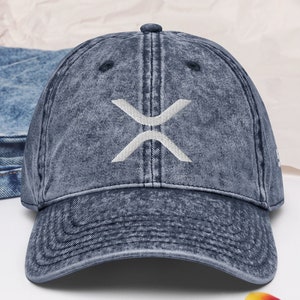 XRP 589 Rocket Ship Vintage Cotton Twill Cap (Blue) | XRP To The Moon | Crypto Enthusiast Hat