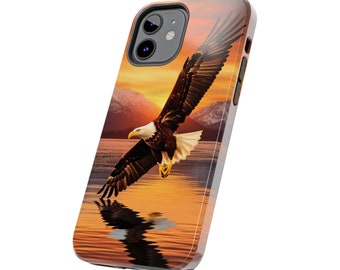 Bald Eagle Sunset iPhone Case, Nature Inspired Phone Cover, Compatible with iPhone 12, 13, 14, Protective Wildlife Art