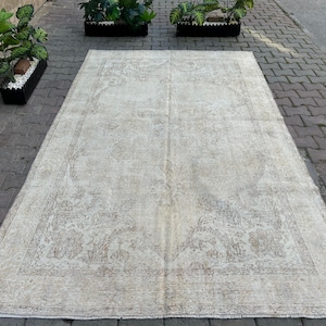 Vintage Rug,  Oushak Rug, Area rug , Turkish Rug 6x10, Beige Oushak Rug 6x10, Handmade rug, Carpet rug, Neutral Rug