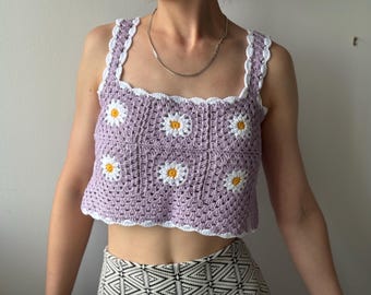 Handmade Cotton Knit Crop Top: Sleeveless Pink Summer Outfit