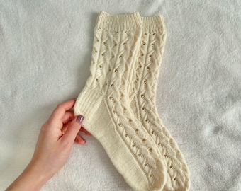 Warme wollen sokken voor vrouwen Handgemaakt origineel patroon Cadeau-idee voor vrouw moeder vriend zus handgebreide schoenen zelfcadeau
