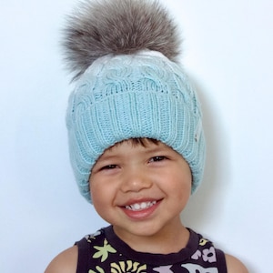 Kids Beanie Half Wool Winter Hat for Kids Boys & Girls | Warm Unisex Beanie Pom Pom | Cozy Knit Hat for Children | Cold Weather 4 to 8 years