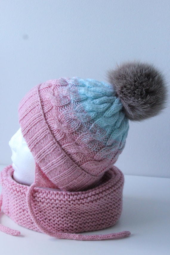 Handmade Wool Blend Knit Pompon Handmade Wool Blend Knit Beanie With Pom Pom - Etsy main image 4