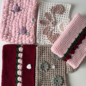 Handmade Crochet Book Sleeve with Floral Design Soft Padded Book Cover Gift for Book Lovers Bookish Accessory Set Cup Book Case Mother Gift
