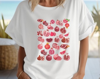 Unisex Pomegranate t-shirt Fruit Shirt Botanical Shirt Vegan Shirt Pomegranate Gift Fruit Shirt