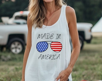Women's Ideal Racerback Tank America Tank Top, 4th of July Tank Top, Cute 4th of July Shirt, Patriotic Tank top, Independence Day tank top