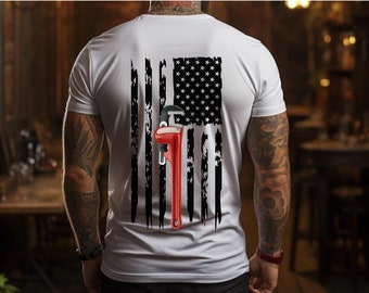 Plumber T-shirts, Handyman Dad, Contractor  tshirt, Plumbing Shirt, Patriotic Plumber , American Flag Tee, USA Flag