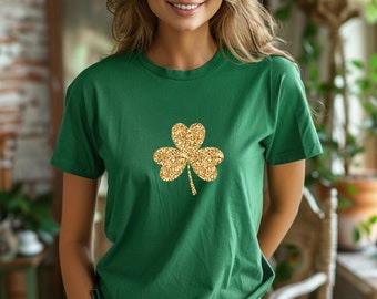 Camisa unisex de San Patricio para mujer, camiseta de trébol brillante, camisa del día de San Patricio, linda camisa de San Patricio
