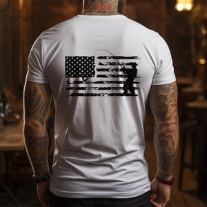 Fiskare med amerikansk flagga, fiskare med amerikansk flagga, fisketröja, patriotisk gåva för fiskare, fiskare med stjärnor och ränder