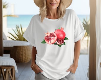 Unisex Pomegranate t-shirt Fruit Shirt Botanical Shirt Vegan Shirt Pomegranate Gift Fruit Shirt