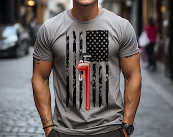 Plumber T-shirts, Handyman Dad, Contractor  tshirt, Plumbing Shirt, Patriotic Plumber , American Flag Tee, USA Flag