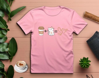 Söt kattskjorta - kaffeälskare present - cool katt-t-shirt - kaffeberoende skjorta - kattälskare present - kaffeälskare skjorta - kaffe katt-t-shirt