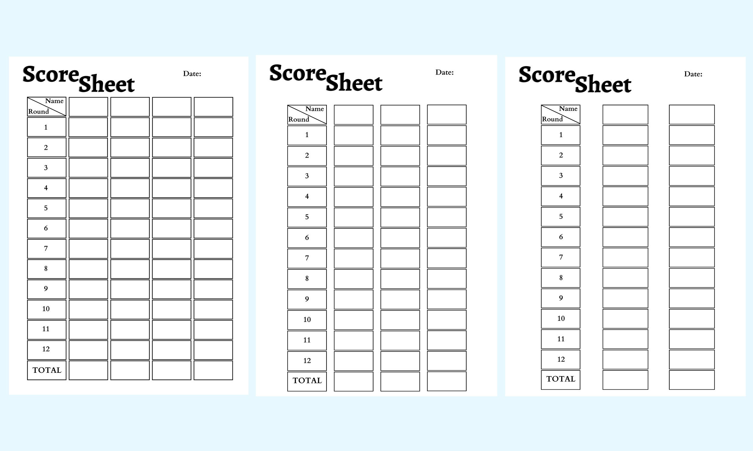 Score Sheets for Games Digital Dowload Printable File Party Scrabble ...