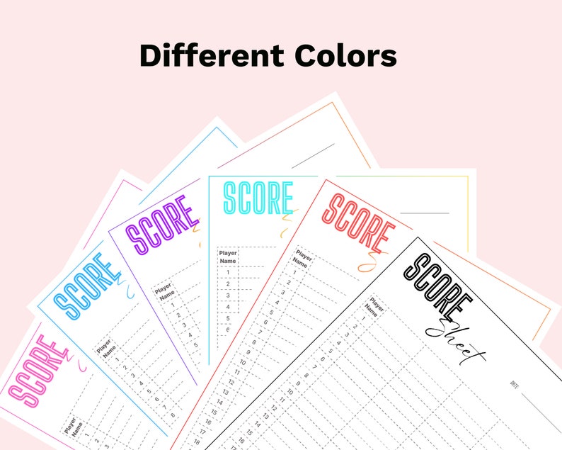 Score Sheet Score Sheets for Games Digital Dowload Printable File Party ...