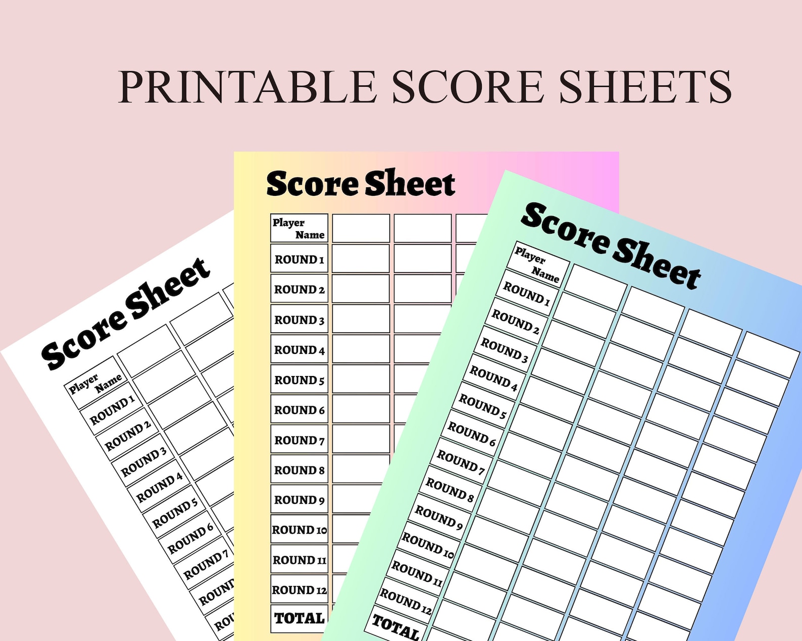 Score Sheet Score Sheets for Games Digital Dowload Printable File Party ...