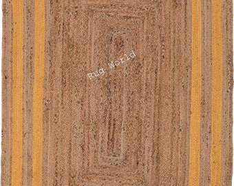 Alfombra de yute hecha a mano, color naranja - Alfombra de yute, alfombra bohemia tejida a mano, alfombra de yute natural para cocina, alfombra para sala de estar, alfombra decorativa para el hogar, alfombra a medida