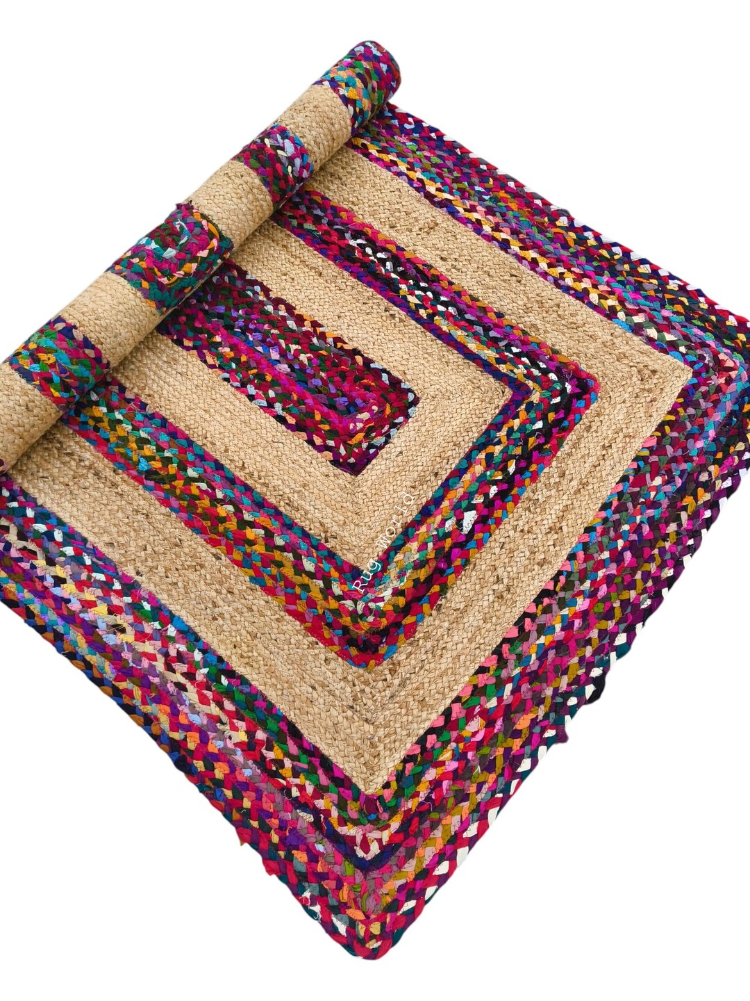 Jinky Rugs Handmade Colorful Chindi Jute Rug, Bohemian Home Décor, Handmade Chindi ...