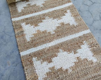 Hemp Jute Runner Rug, Handmade Stair Runner, Natural Jute Hallway Runner, Jute Braided Runner, vintage Stair Runner, Custom Size Runner Rug