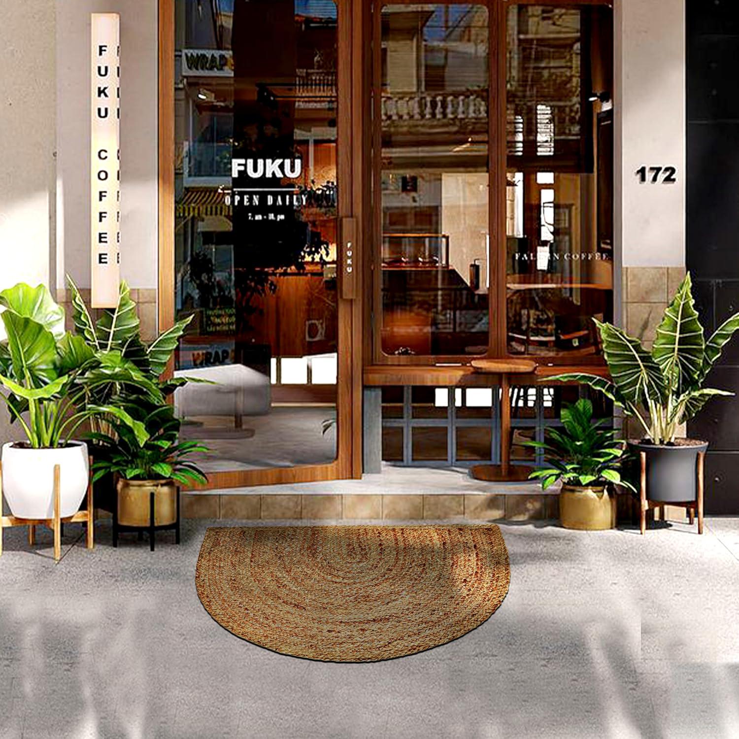 30X60 CM Half Circle Door Runner Rug, Door Mat Jute Rug, Handmade Rug ...