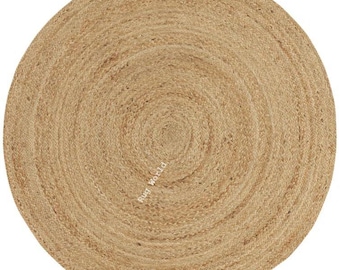 Natural Round Jute Rug, Hand Braided Rug for Living Room, Boho Home Decor, Circular Jute Rug, Eco-Friendly Rug, Handwoven Braided Floor Mat