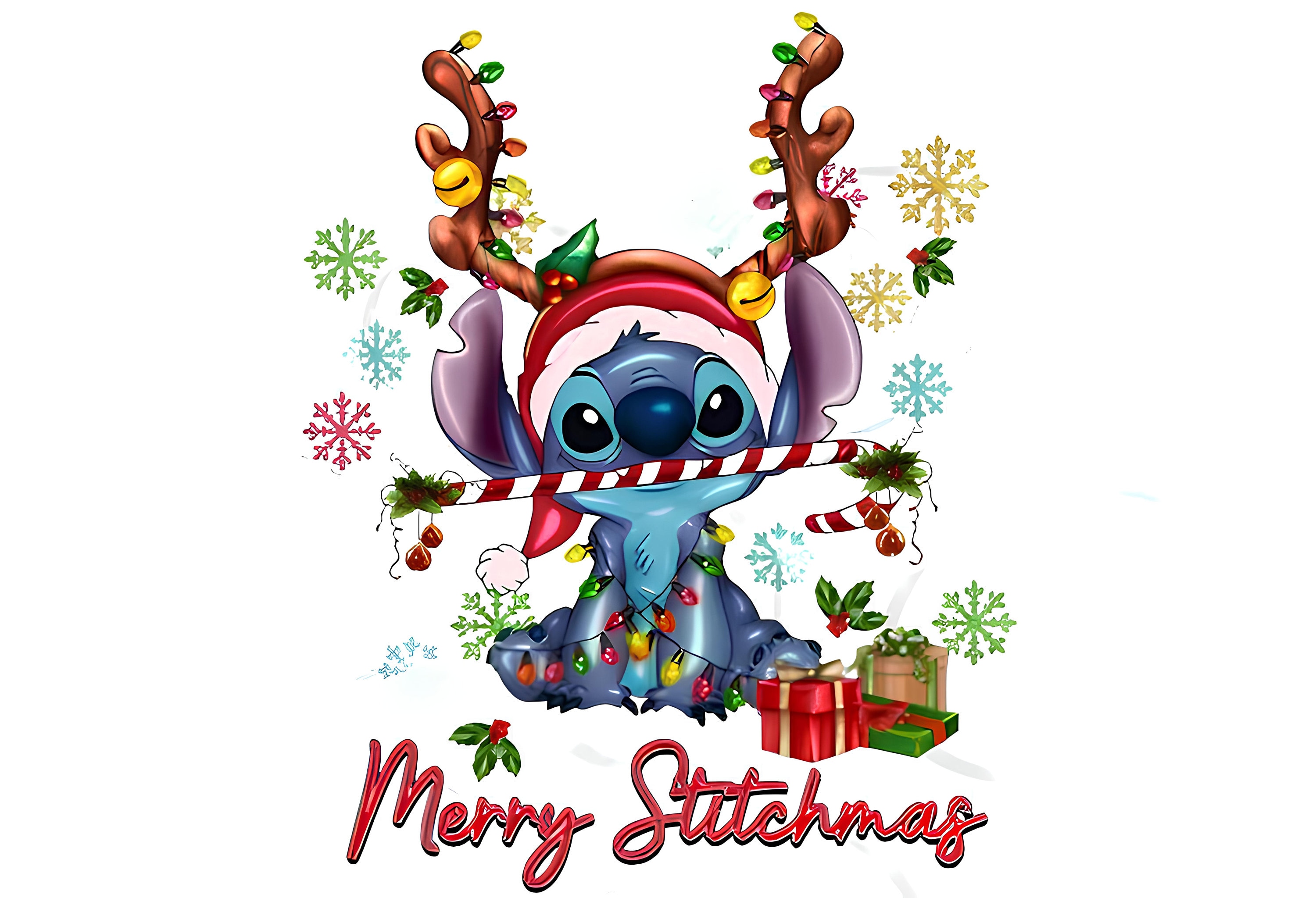 Cute Stitch Wearing Santa Hat Merry Christmas Family Christmas