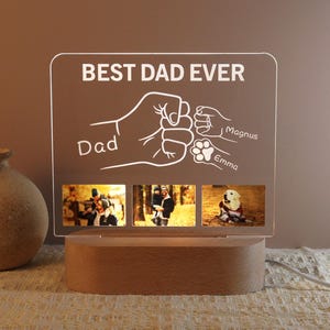 Personalized Photo Night Light,Fathers Day Gifts,Bedroom Acrylic Night Light,Gift for Dad,Best Dad Ever,Personalized Gift,Dad Christmas Gift