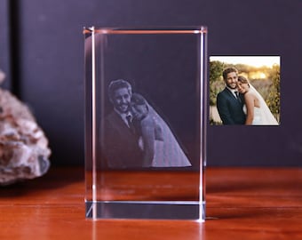 Custom Photo 3D Laser Crystal, 3D Pet Portrait Crystal Tower, Family Picture Crystal Lamp, 3D Crystal Photo, Gifts for Wedding, Anniversary