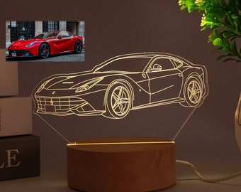 Benutzerdefinierte 3D-Auto-Skizze Nachtlicht, Auto Kerl Geschenk, Super Auto LKW Motorrad 3D-Foto-Lampe, Lampen-Geschenk für ihn, Geburtstagsgeschenk für Freund