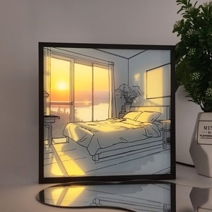 Custom Painting Night Light, Shadow Painting, LED Light Art Frame, Bedside Lamp, Desk Lamp, Unique Home Decor for Bedroom, Housewarming Gift