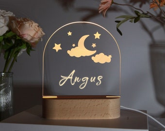 Custom Moon the Star Night Light, Personalized Clouds Night Light with Name, Nursery Lamp, Kids Room Decor, Newborn Gift, Mom Gifts for Her