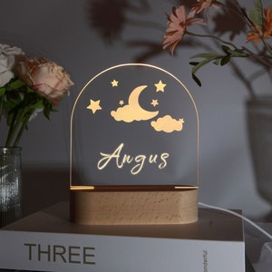 Custom Moon the Star Night Light, Personalized Clouds Night Light with Name, Nursery Lamp, Kids Room Decor, Newborn Gift, Mom Gifts for Her