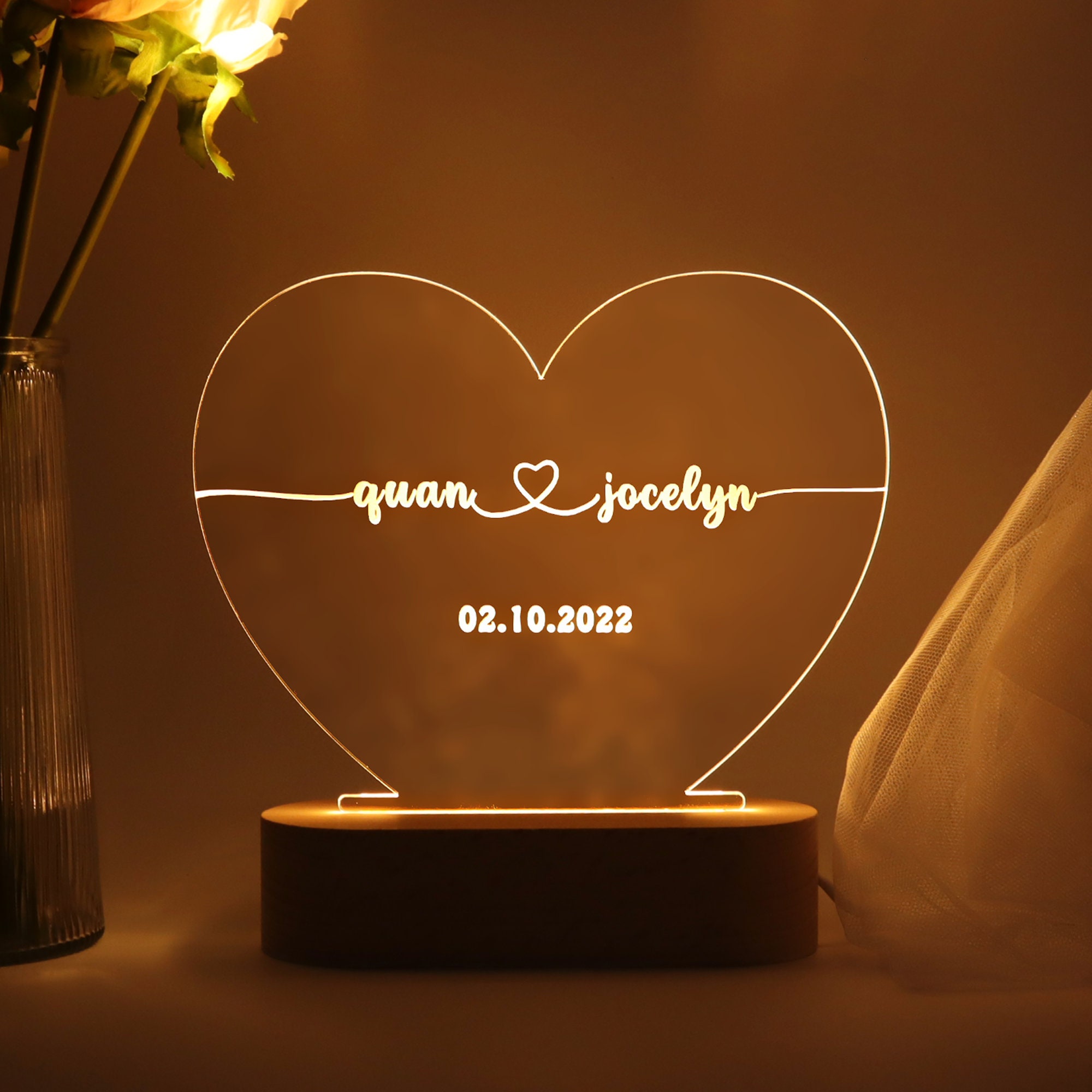 Personalized Night Light as Valentines Day Gift, Anniversary Gift