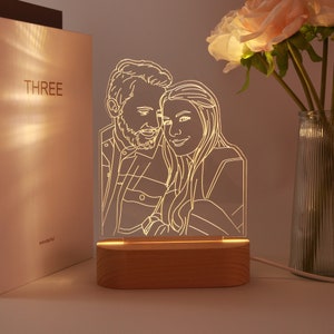 Custom 3D Photo Lamp, Custom Photo Night Light,Line Art Photo Lamp Wedding Gift, Anniversary Gift, Mother's Day Gifts, Birthday Gift for Her zdjęcie 6