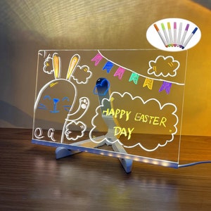 Message Board Lamp With 7 Colors Erasable Markers Rewritable Light