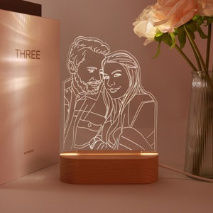 Custom 3D Photo Lamp, Custom Photo Night Light,Line Art Photo Lamp Wedding Gift, Anniversary Gift, Mother's Day Gifts, Birthday Gift for Her zdjęcie 7