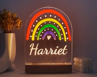 Regenbogen Nachtlicht, benutzerdefinierter Name Nachtlicht bunter Regenbogen, personalisiertes Baby Geschenk, Kinderzimmer Dekor, Neugeborenen Geschenk, neues Baby Geschenk