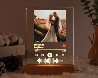 Light up Music Plaque, Custom Music Song Plaque, Personalized Anniversary Gift, Personalized Song Acrylic Plaque, Gift for Her, Couple Gift