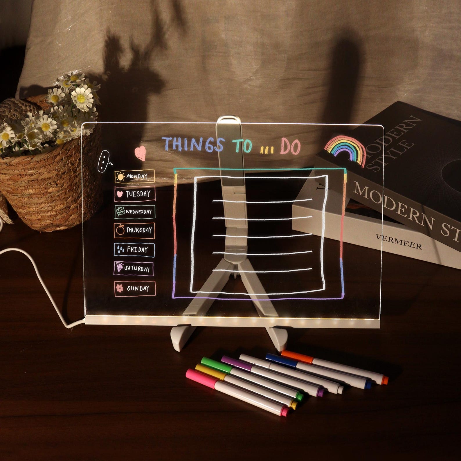 LED Note Board With 7 Colors Pen, 2024 New Glowing Acrylic Message ...