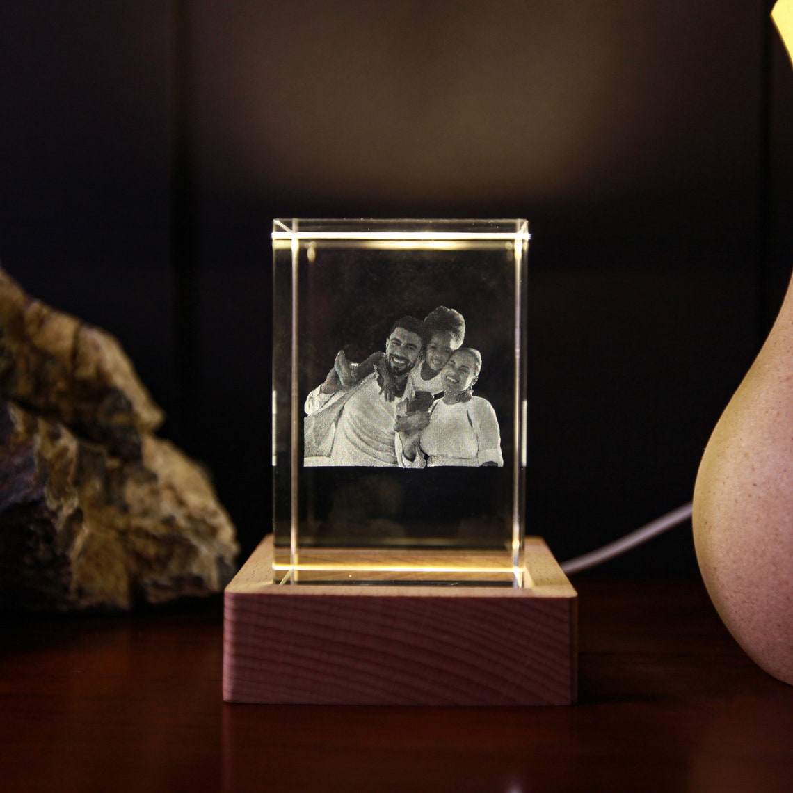 Photo personnalisée en cristal 3D, photo de famille, lampe en cristal ...