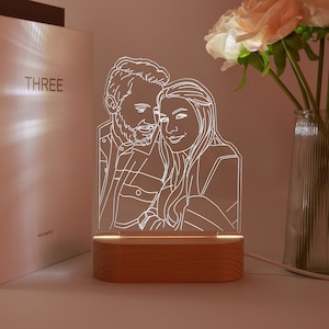 Custom 3D Photo Lamp, Custom Photo Night Light,Line Art Photo Lamp Wedding Gift, Anniversary Gift, Mother's Day Gifts, Birthday Gift for Her zdjęcie 8