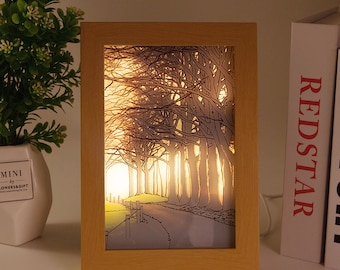 Wall Art Frame Light, The Collision of Light and Art, Light Box, LED Light, Shadow Painting Frame, 3 Colors Light, Best Gift,Room Decoration
