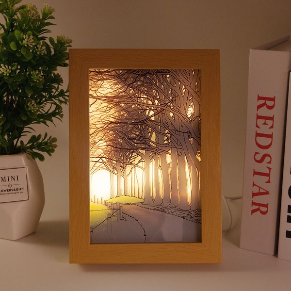 Wall Art Frame Light, The Collision of Light and Art, Light Box, LED Light, Shadow Painting Frame, 3 Colors Light, Best Gift,Room Decoration